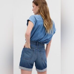 GAP High Rise Cheeky Midi Shorts - Classic Blue NWOT
